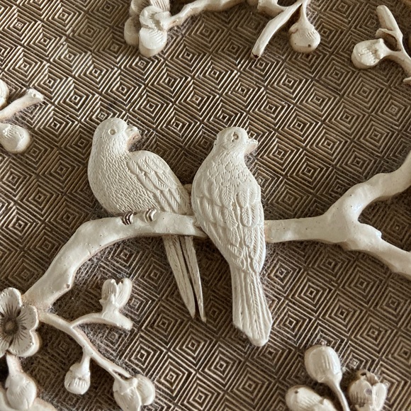 Vintage Carved Resin Cherry Blossoms and Birds 80’s Asian Trinket Jewelry Box - Picture 2 of 7